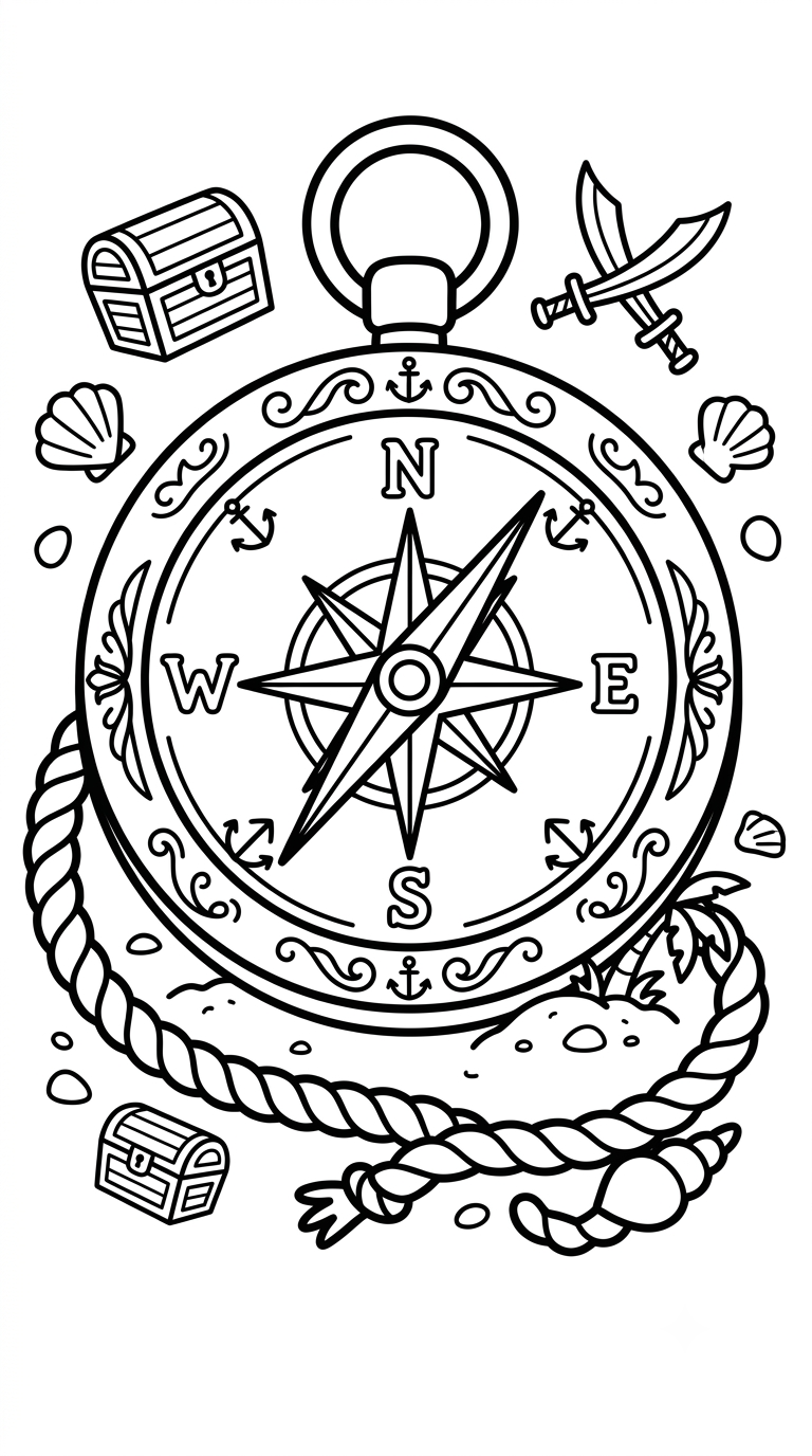 desenhos de piratas para colorir: Bússola