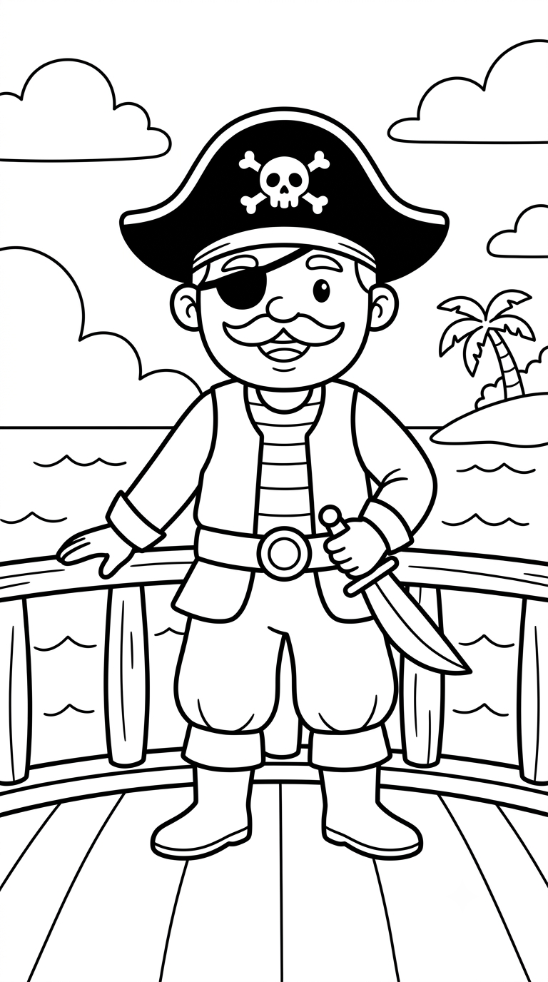 desenhos de piratas para colorir: Capitão Pirata