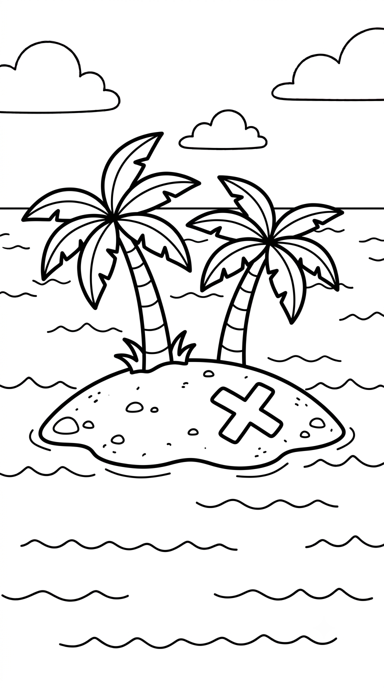 desenhos de piratas para colorir: Ilha do Tesouro