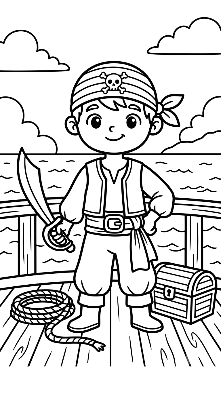 desenhos de piratas para colorir: Menino Pirata