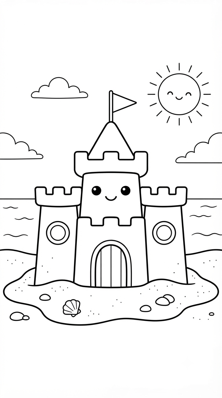 desenhos de praia para colorir: Castelo de Areia
