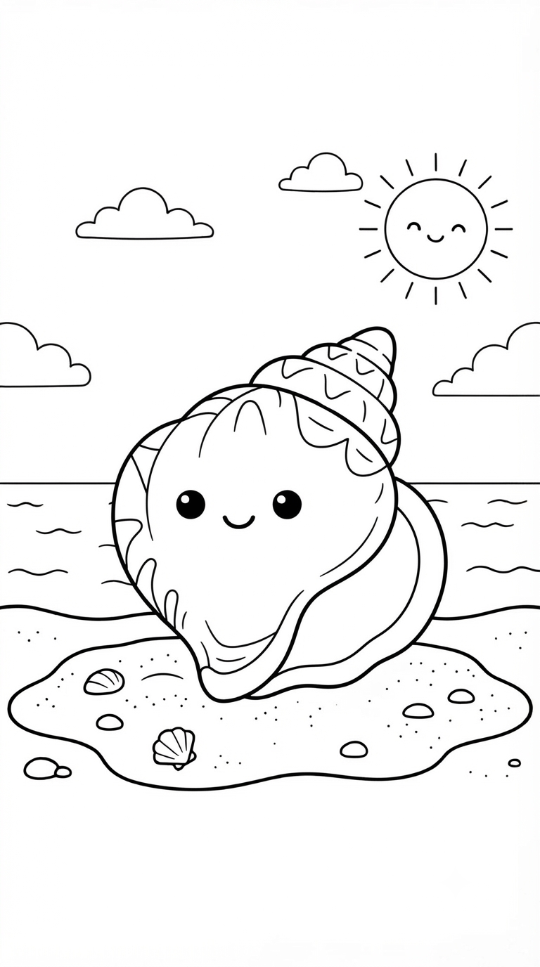desenhos de praia para colorir: Concha