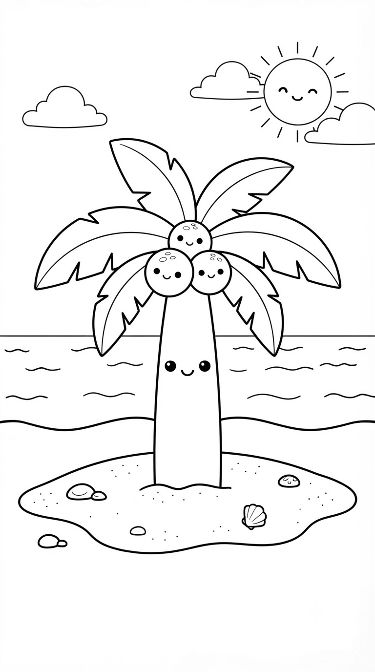 desenhos de praia para colorir: Coqueiro