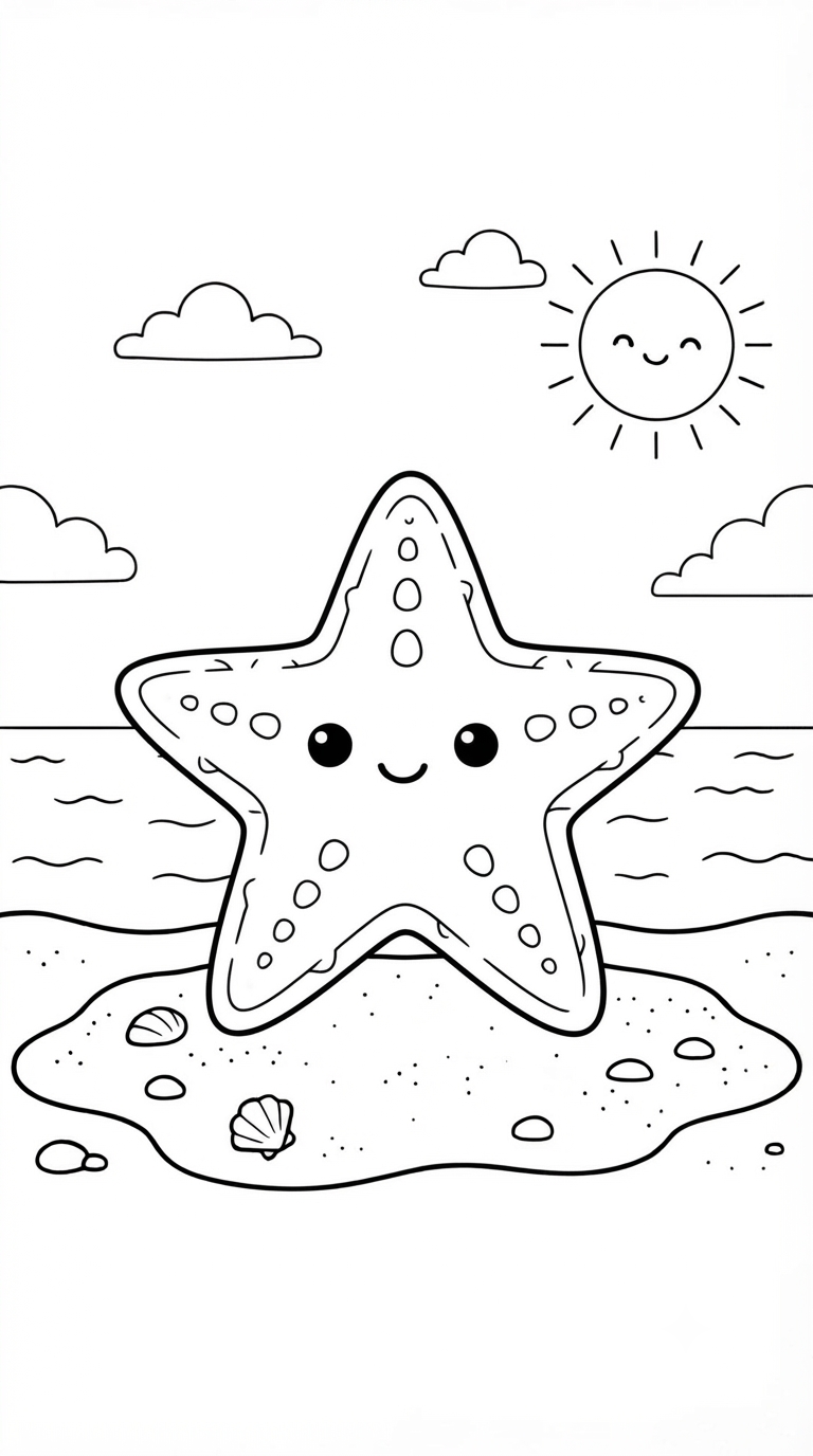 desenhos de praia para colorir: Estrela-do-mar