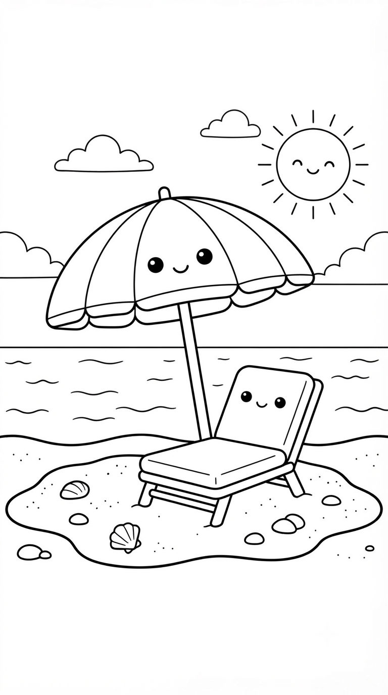 desenhos de praia para colorir: Guarda-sol