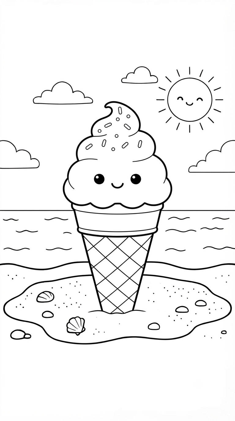 desenhos de praia para colorir: Sorvete
