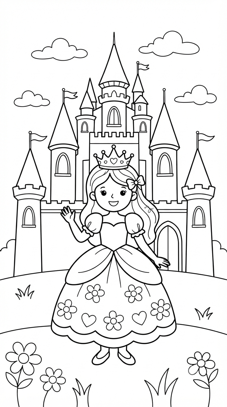 desenhos de princesa para colorir: Princesa e o Castelo