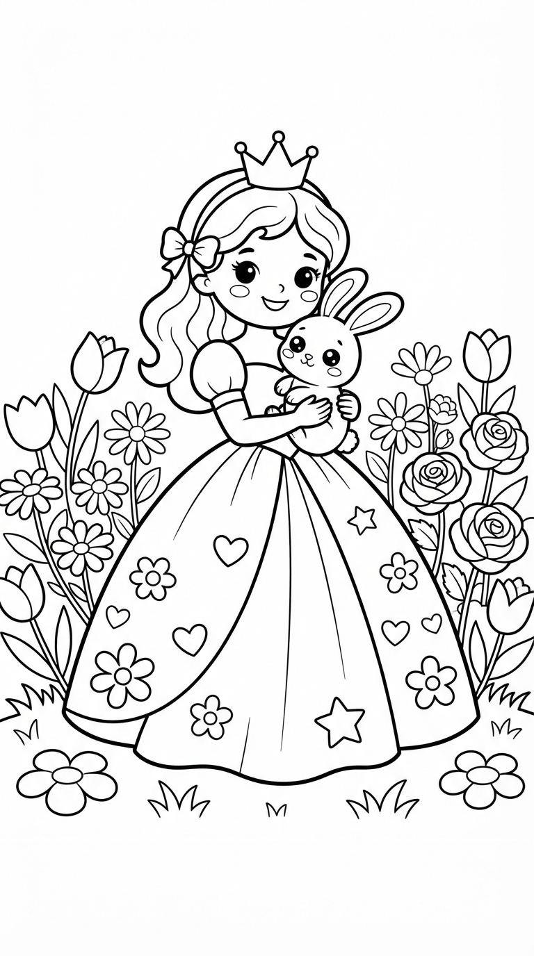 desenhos de princesa para colorir: Princesa e o Coelho