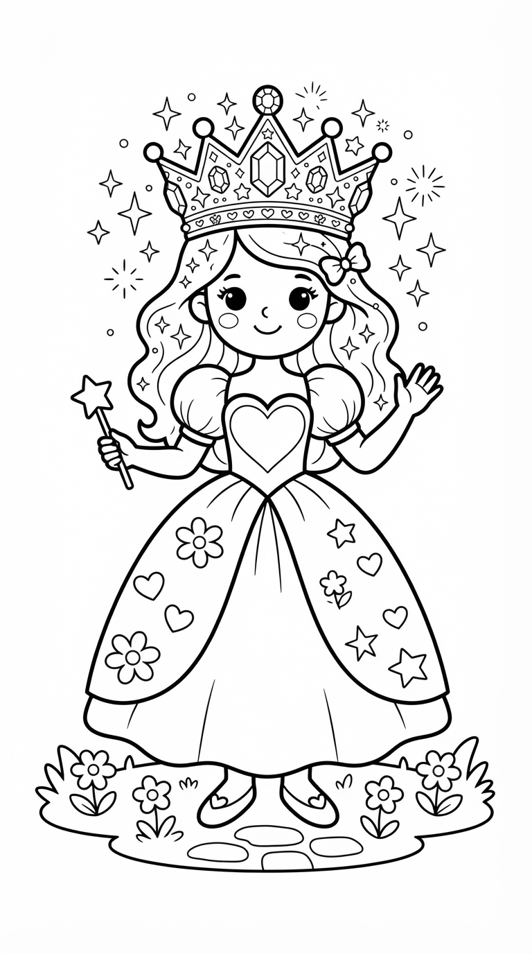 desenhos de princesa para colorir: Princesa com Coroa