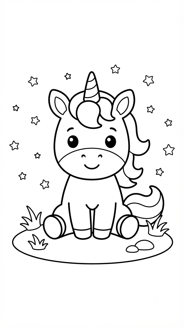desenhos de unicórnio para colorir: Bebê Unicórnio