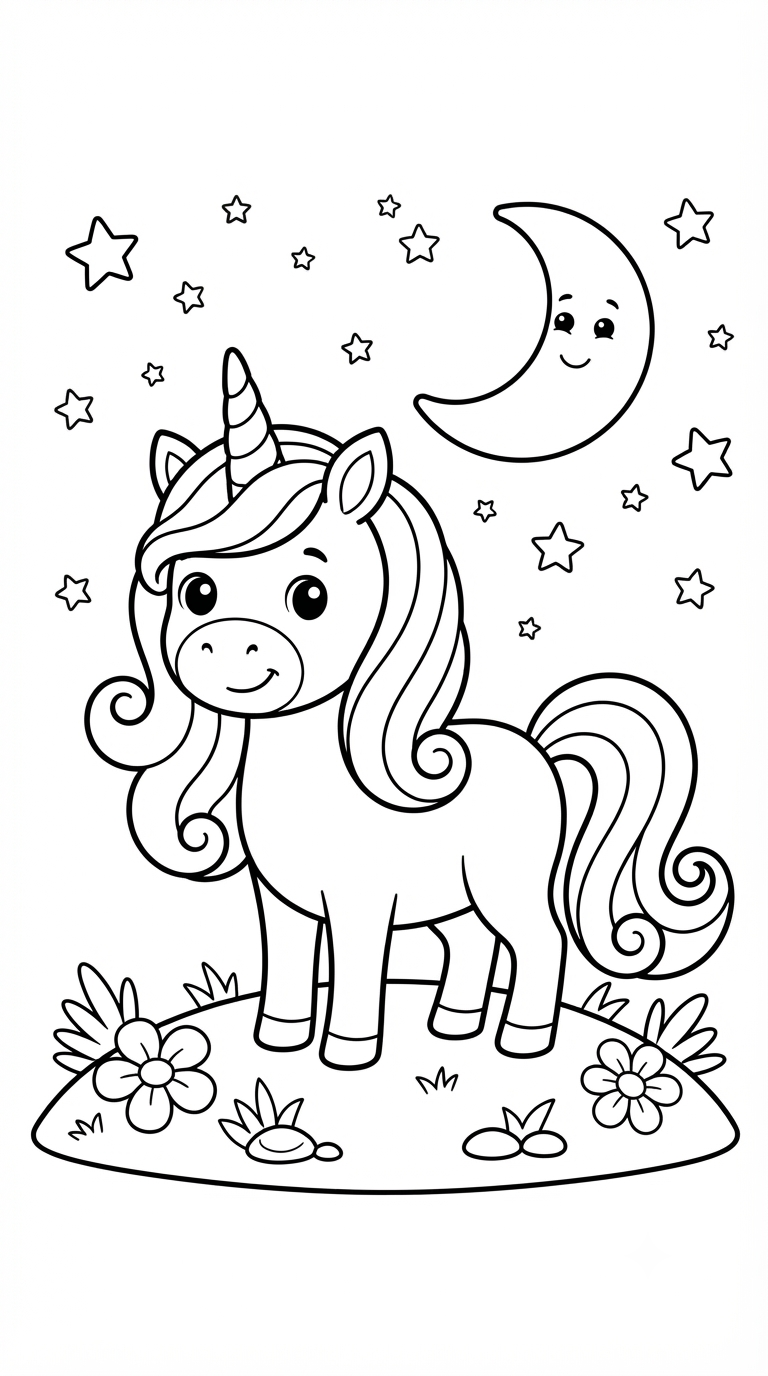 desenhos de unicórnio para colorir: Unicórnio Estrelado
