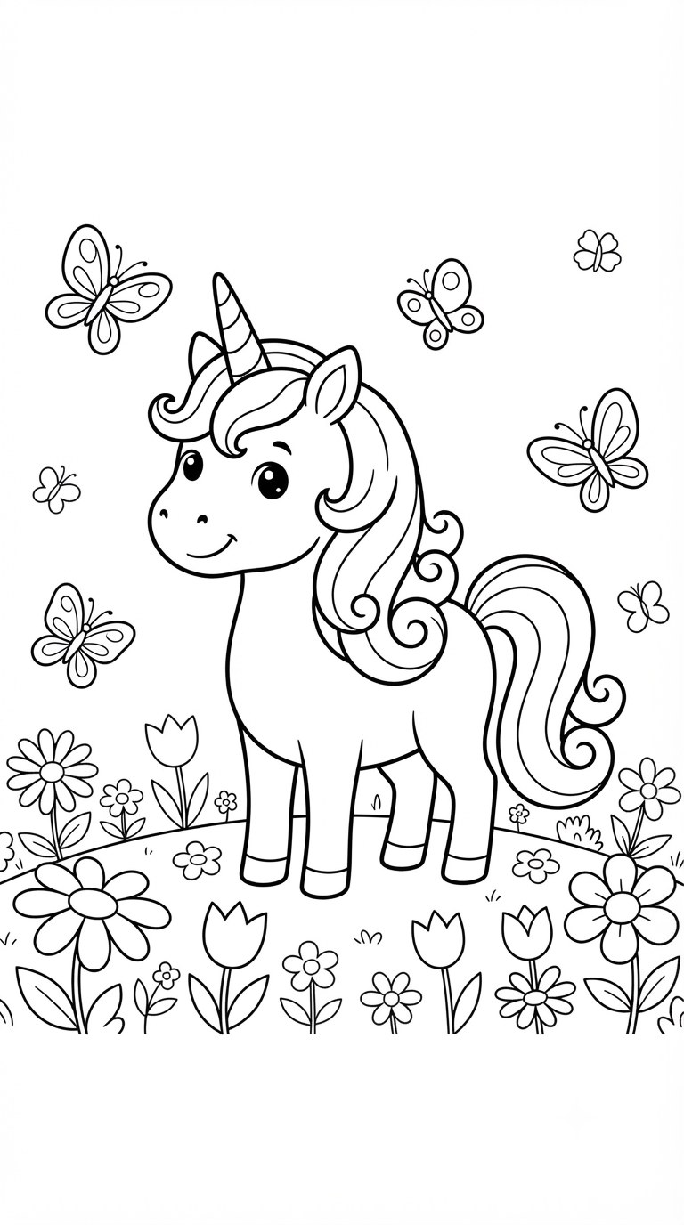 desenhos de unicórnio para colorir: Unicórnio no Jardim