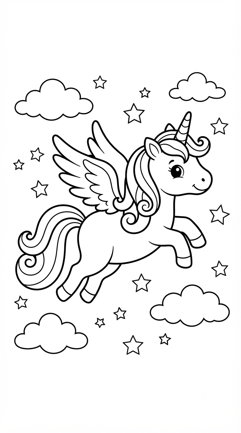 desenhos de unicórnio para colorir: Unicórnio Voador